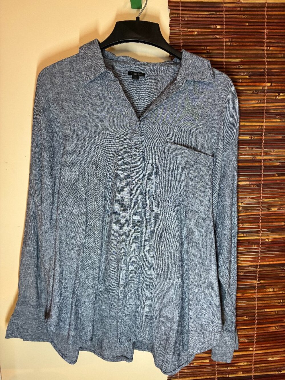 Dark Gray Ann Taylor Factory Linen Blend Button Down Blouse XL - Coastal Style